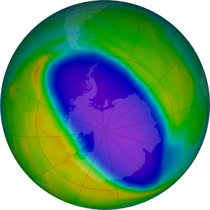 Antarctic ozone map for 12 October 2020